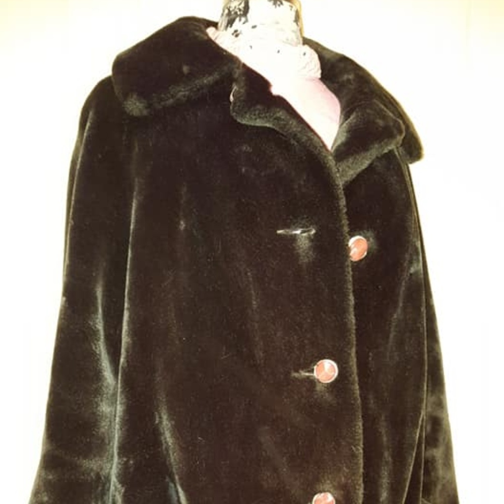 Vintage 1960's Black Faux Fur Borgazia Coat Jacket